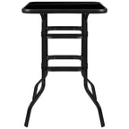 Flash Furniture Barker 27.5" Square Black Tempered Glass Bar Height Metal Patio Bar Table