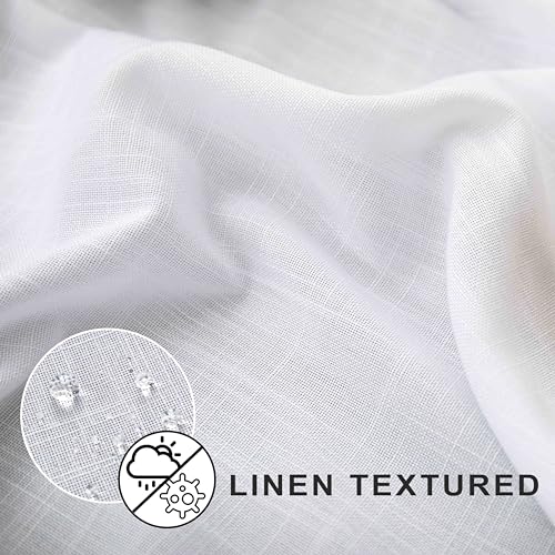 Koufall White Waterproof Linen Fabric Shower Curtain 72 By 78 Inch Length