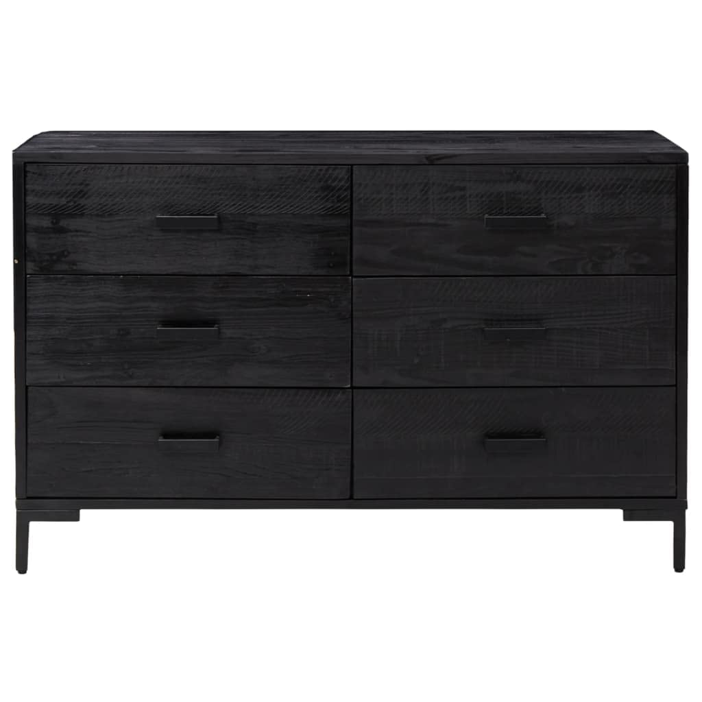 Sideboard Black 110 x 35 x 70 cm Recycled Solid Pine Wood