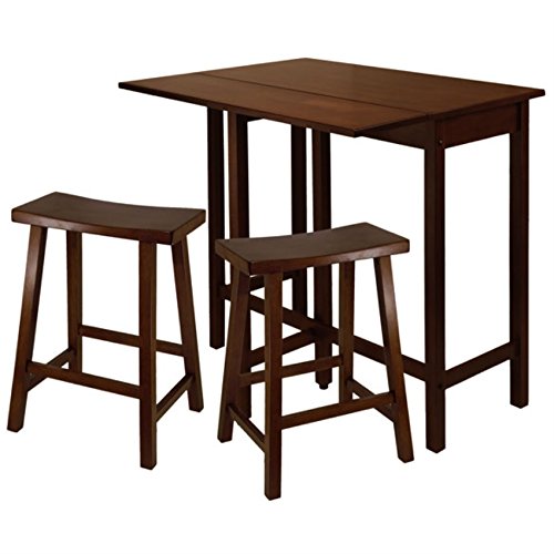 Ergode Exquisite Dining Set | Double Drop Leaf Table | Ladder Back Chairs | Solid Wood | Walnut Finish | (94384-VV)