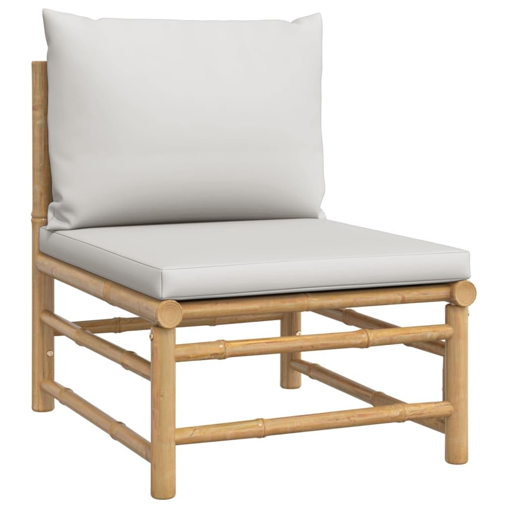 vidaXL 6-Piece Patio Lounge Set with Cushions - Flexible Bamboo Outdoor Furniture Set - Comfortable Seating with Sturdy Table - Light Gray