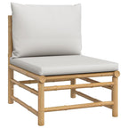 vidaXL 6-Piece Patio Lounge Set with Cushions - Flexible Bamboo Outdoor Furniture Set - Comfortable Seating with Sturdy Table - Light Gray