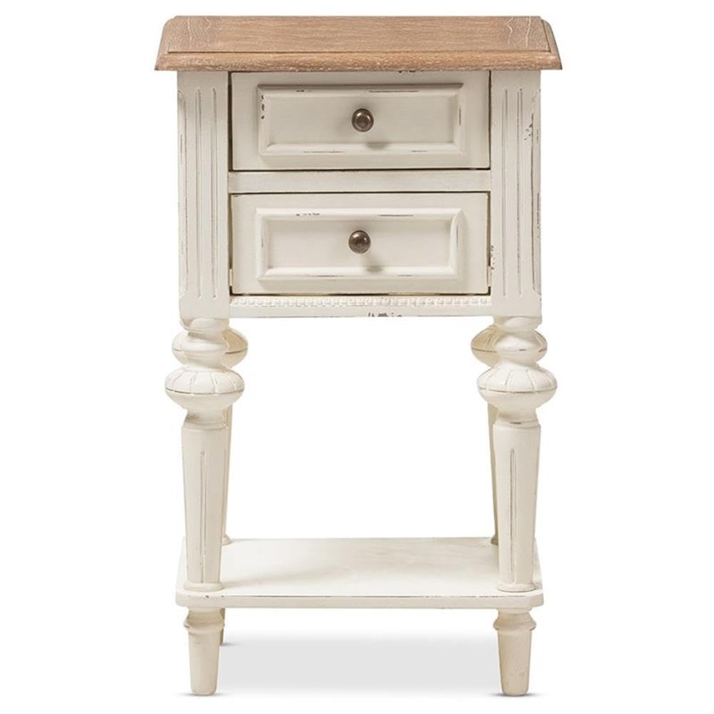 Baxton Studio Marquetterie French Provincial Style Two-Tone 2-Drawer and 1-Shelf Nightstand