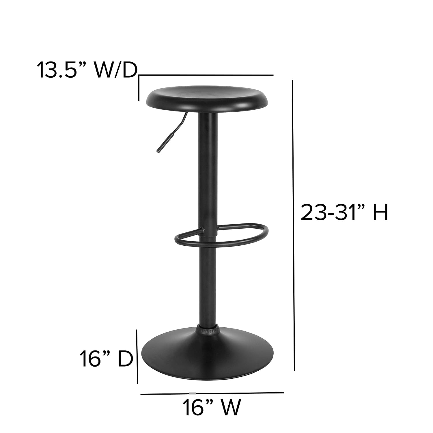 Flash Furniture Madrid Series Adjustable Height Retro Barstool In Black Finish
