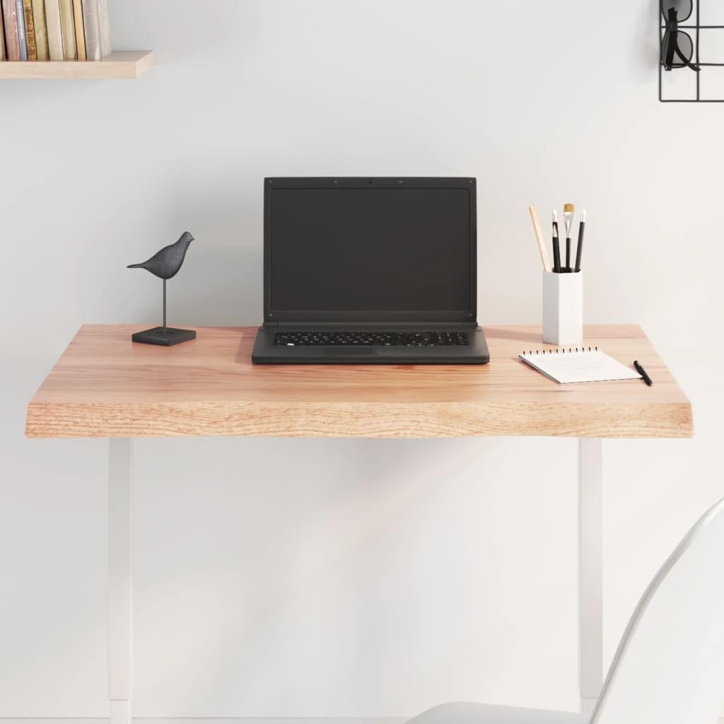 vidaXL Solid Oak Wood Table Top - Light Brown Handcrafted Live Edge Oak Tabletop for Diverse Applications, Utility & Decor
