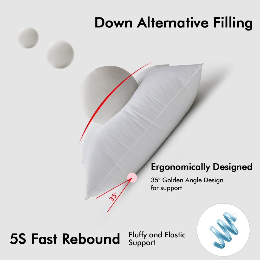 Miulee 26X26 Down Alternative Pillow Insert Euro Decorative Throw Pillow 26 Inch Body Pillow Bed Sleeping Pillow Ultra Soft Fluf