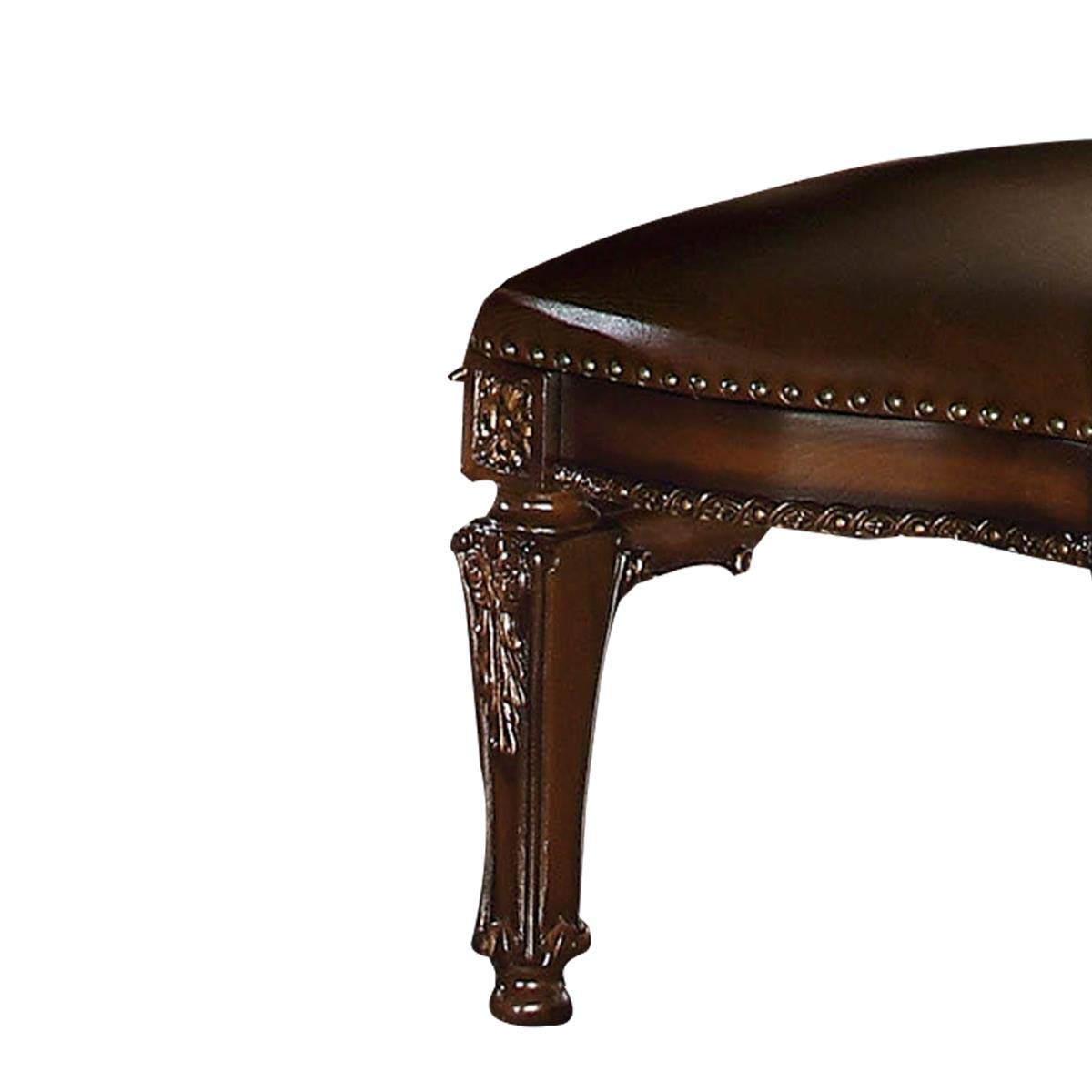 Acme Vendome Faux Leather Tufted Dining Side Chair in Cherry Set of 2