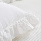 Mywinlle Vintage Off White Ruffle Euro Shams Shabby Farmhouse Pillow Cover 100% Washed Cotton Pillowcases Set Of 2-26''X26''