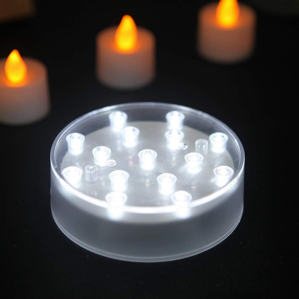 Simplelight 4 Inch LED Vase Base Light for Centerpieces-with 15 Super Bright White LED Light (4inch LED Vase Base Light, White)