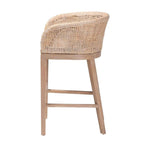 bali & pari Papua Antique White Washed Rattan and Mahogany Wood Counter Stool