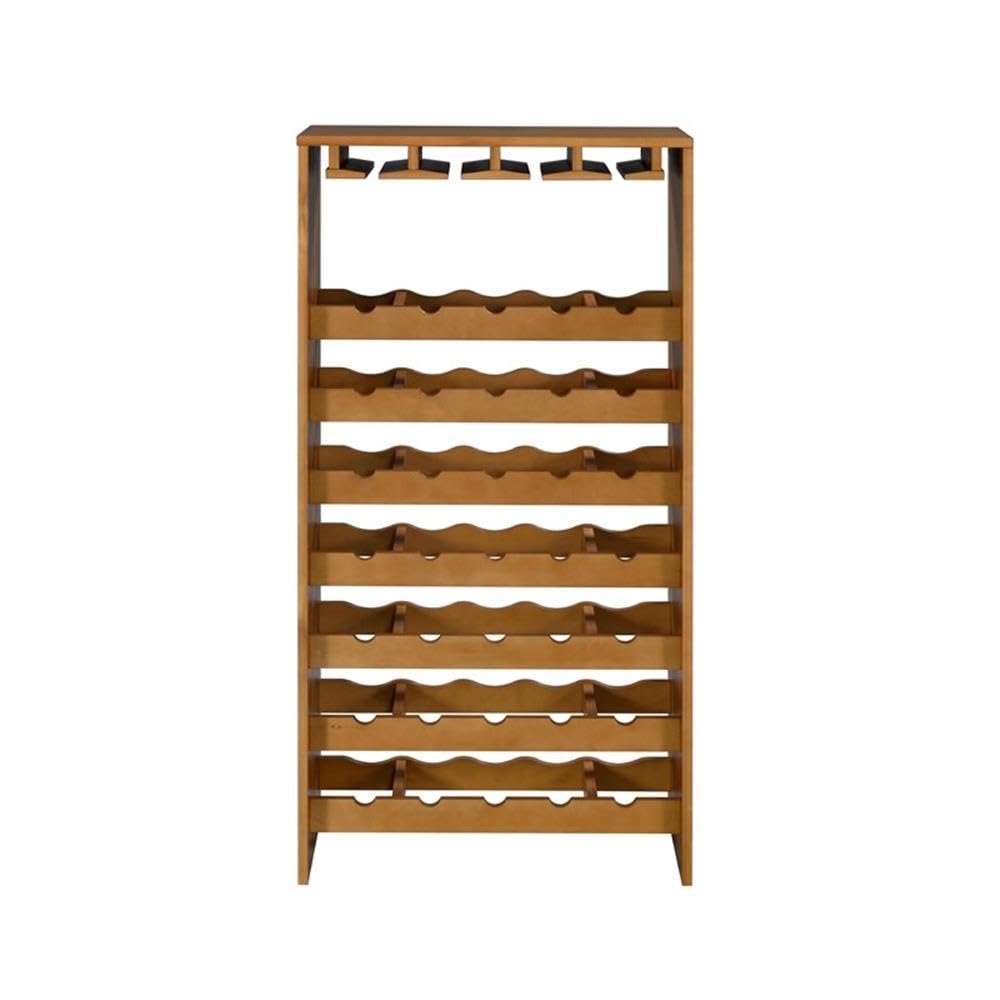 Acme Hanzi Wood 35-Bottle Wine Cabinet With Stemware Rack In Oak
