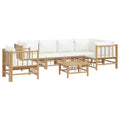 vidaXL Bamboo Outdoor Patio Lounge Set, 7 Piece - Cream White Cushions - Flexible and Strong - Modular Design- Suitable for Garden, Poolside, and Balcony Use