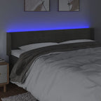 vidaXL LED Headboard, Upholstered Headboard for Bed Home, Bed Headboard with LED Light, Bedroom Furniture, Dark Gray 64.2"x6.3"x30.7"/34.6" Velvet