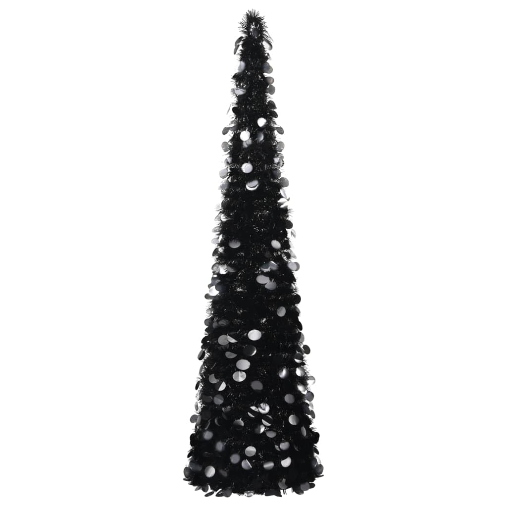 vidaXL 6ft Pop-up Artificial Christmas Tree - Stylish Black PET - Ideal for Indoor and Outdoor - Eco-Friendly, Lightweight, Easy to Store