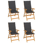 vidaXL 4X Solid Teak Wood Patio Chairs with Anthracite Cushions Garden Outdoor Balcony Backyard Terrace Dining Dinner Lounge Seating Home Furniture