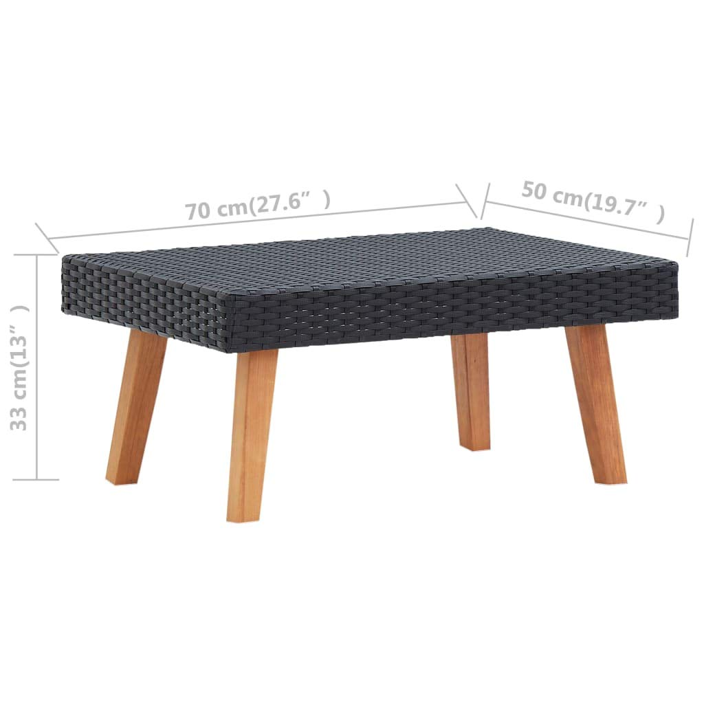 vidaXL Patio Furniture Set 2 Piece, Sectional Sofa for Outdoor Garden, Couch with Cushions, Coffee Table, Scandinavian Style, Poly Rattan Black