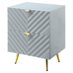 Acme Furniture Finish Nightstand with 2 Drawers, Gray High Gloss