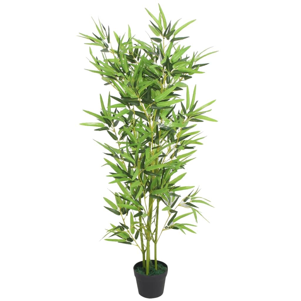 vidaXL Artificial Bamboo Plant - 47.2&quot; Lifelike Greenery, Faux Indoor Decor with 552 Leaves and Real Bamboo Stem, Includes Pot