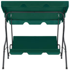 vidaXL Outdoor Swing Bench - Powder-Coated Steel Frame - Water-Resistant Polyester Fabric - Large Sun Canopy - Comfortable Patio Garden Furniture - Green