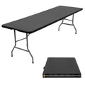 BestOffice 8 FT Picnic Table Folding Table Camping Plastic Table Fold Up Table Lock for Party Event, Black