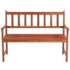 vidaXL Solid Acacia Wood Patio Bench with Light Oil Finish and Comfortable Cushion - 47.2 inch Retro Style Bench for Outdoor Spaces