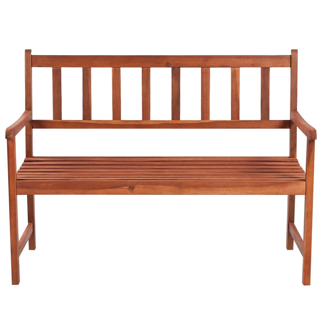 vidaXL Solid Acacia Wood Patio Bench with Light Oil Finish and Comfortable Cushion - 47.2 inch Retro Style Bench for Outdoor Spaces