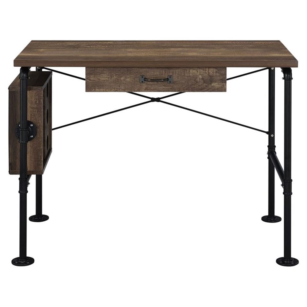 Acme Endang Wooden Top Writing Desk In Weathered Oak And Black