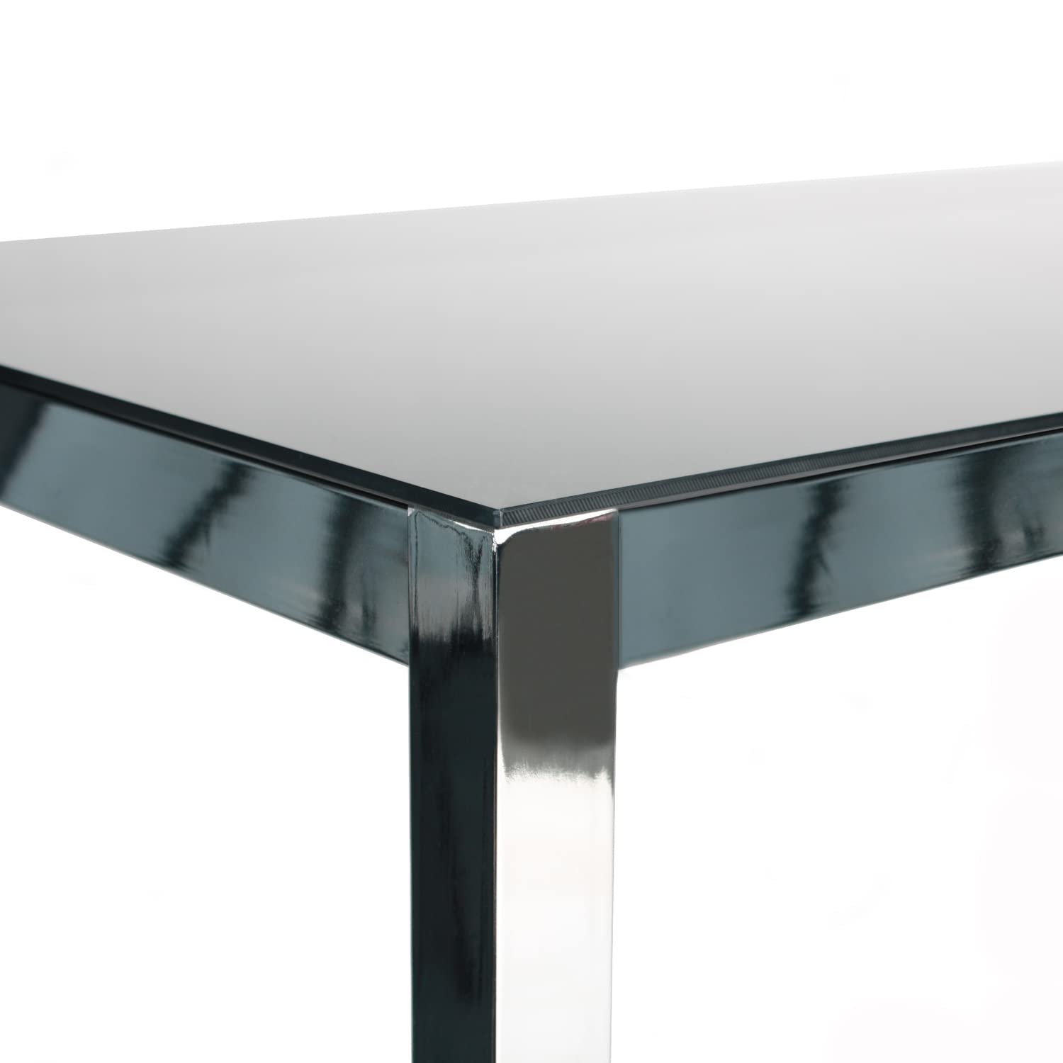 Better Home Products Elliott Chrome Metal Frame Black Tempered Glass Table - Thumbnail 4