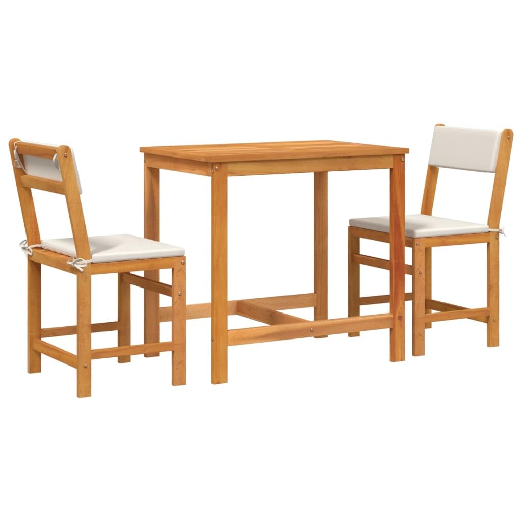 vidaXL Balcony Set with Cushions 3 Piece Outdoor Furniture - Solid Wood Acacia Bistro Set for Patio/Terrace/Garden