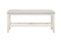 Steve Silver Furniture Hyland Traditional Counter Bench, Gray Upolstered Cushion Seating, Wood Bench, 1, White