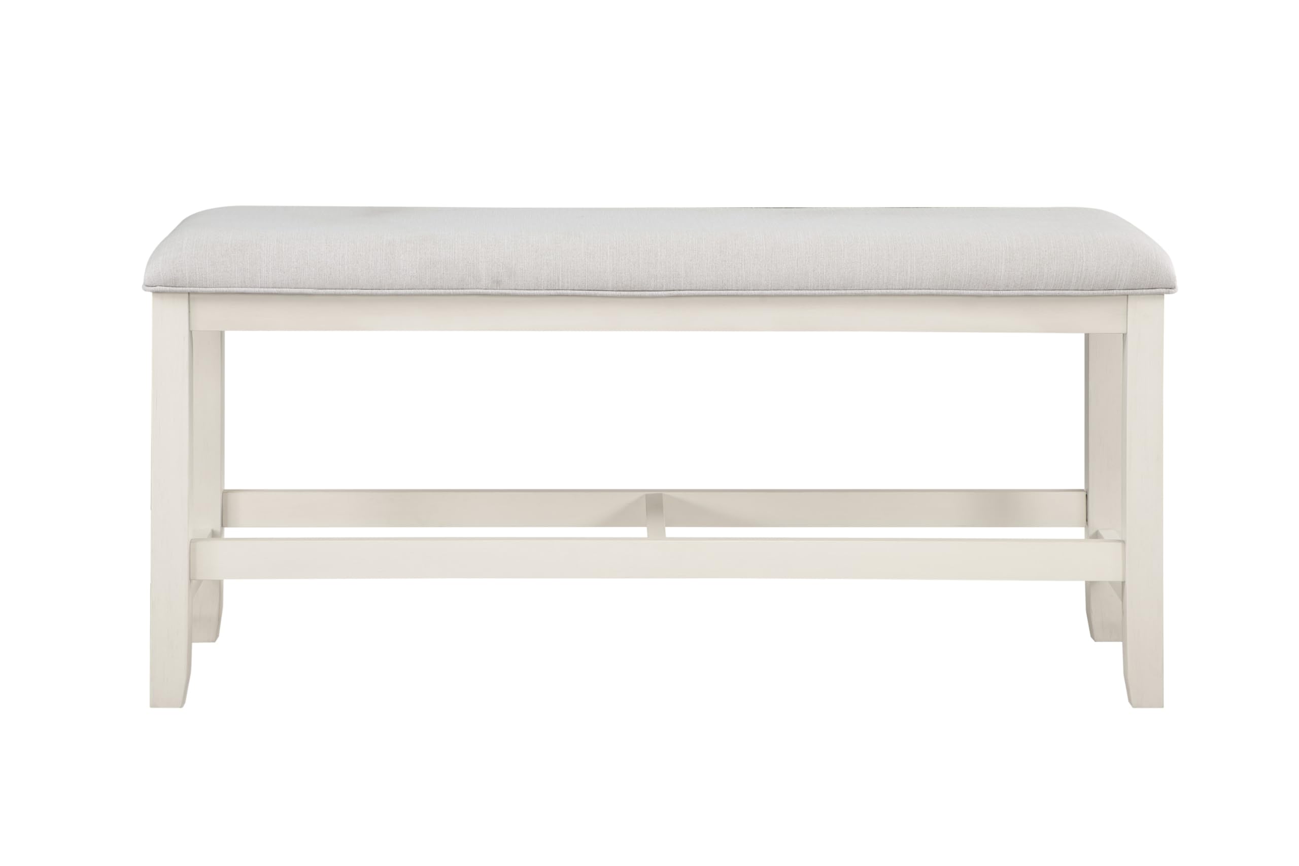 Steve Silver Furniture Hyland Traditional Counter Bench, Gray Upolstered Cushion Seating, Wood Bench, 1, White