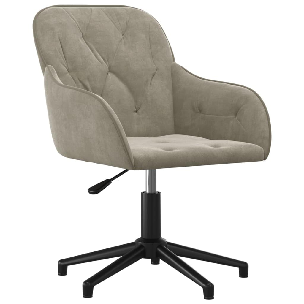 Revera Swivel Office Chair in Light Grey Velvet