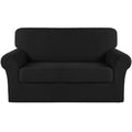 Turquoize Stretch Sofa Slipcover 2 Pieces Sofa Cover Couch Cover For 2 Cushion Couch Washable Furniture Protector Covers With Elastic Bottom Feature Thick Jacquard Fabric (Loveseat, Black)