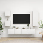 vidaXL TV Cabinet Set 5 Piece Home Living Room Bedroom Furniture HiFi Stereo Cabinet TV Stand Media Unit Entertainment Center Engineered Wood White