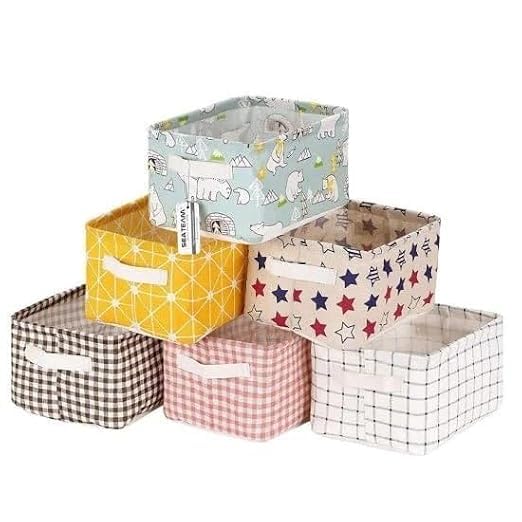 Foldable Fabric Storage Basket Set With Handles, Multipurpose Organiser Bins For Clothes, Toys, Books, Shelves, Nursery (Pack Of