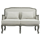 Acme Furniture Upholstered Loveseat with Nailhead Trim, Cream and Brown
