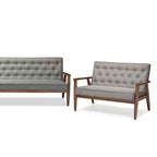 Baxton Studio Sorrento Mid-century Retro Modern Grey Fabric Upholstered Wooden 3 Piece Living room Set