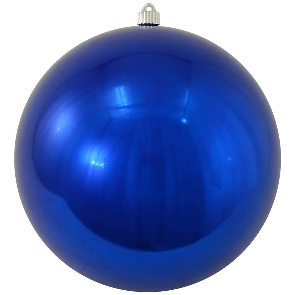 Christmas By Krebs 10 (250mm) Shiny Azure Blue [1 Piece] Extra Large Solid Oversized Huge Big Outdoor Plastic, UV Ball Ornament 