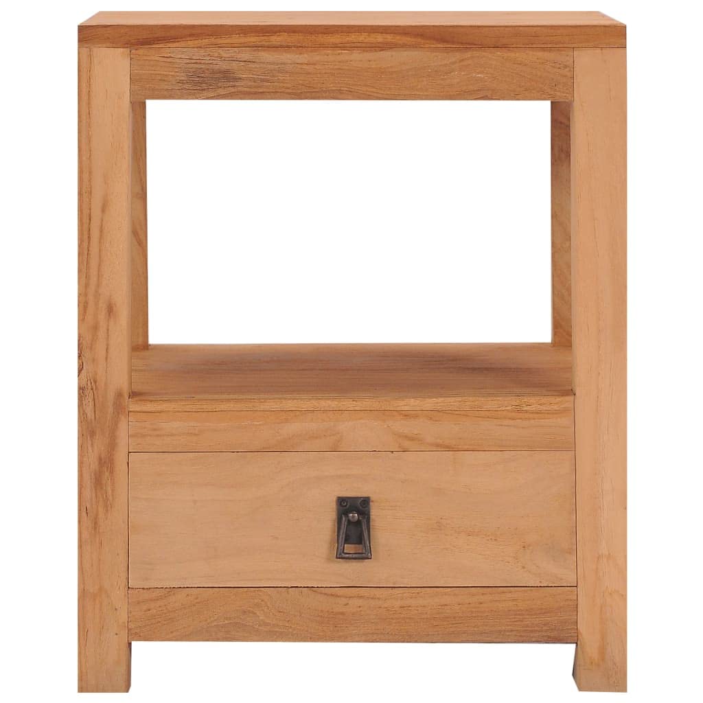 vidaXL Solid Wood Teak Bedside Cabinet - Colonial-Style Design, Features Handy Drawer and Shelf for Ample Storage, Fits into Bedroom or Living Room