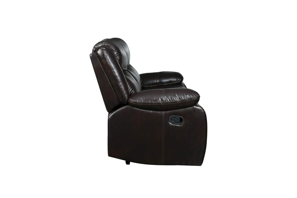 HomeRoots 86' Brown Leather Match and Black Reclining Sofa