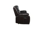 HomeRoots 86' Brown Leather Match and Black Reclining Sofa