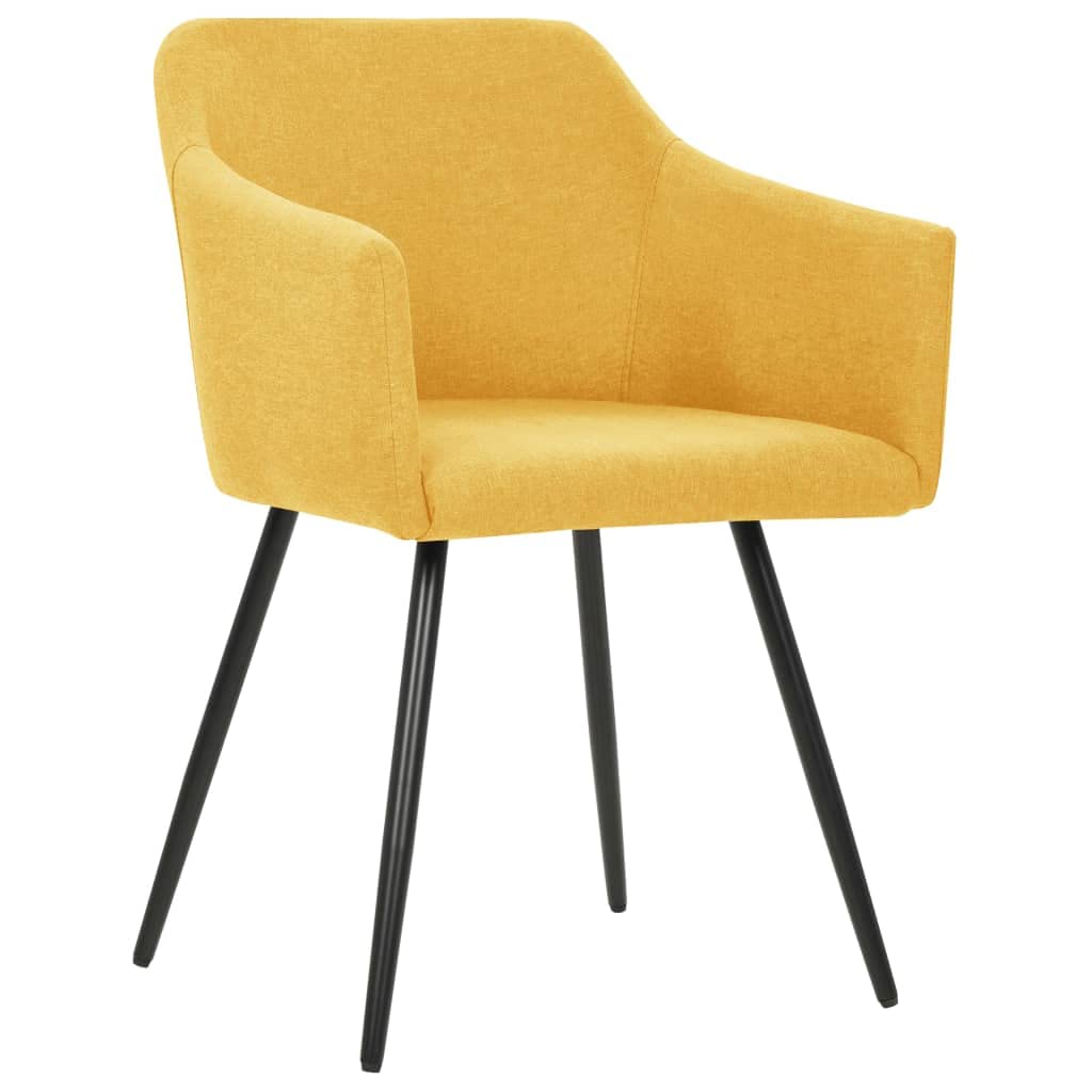 vidaXL Accent Dining Chairs 2-Pack - Yellow Fabric, Metal Legs, Ergonomic, 21.3&quot; x 24.4&quot; x 31.5&quot;