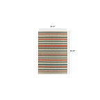 HomeRoots 3' X 5' Blue and Gray Striped Indoor Outdoor Area Rug