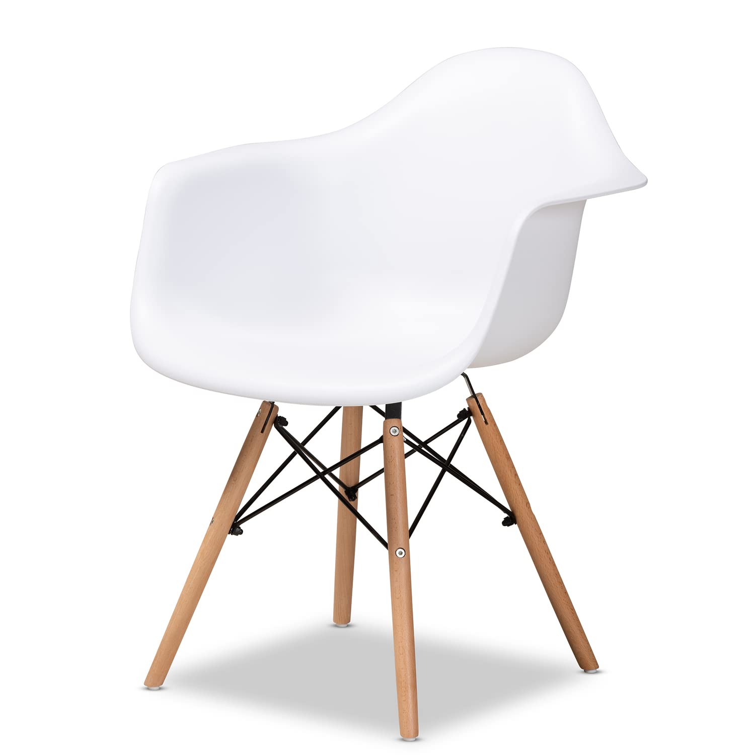 Baxton Studio Galen Modern and Contemporary White Finished Polypropylene Plastic and Oak Brown Finished Wood 5-Piece Dining Set