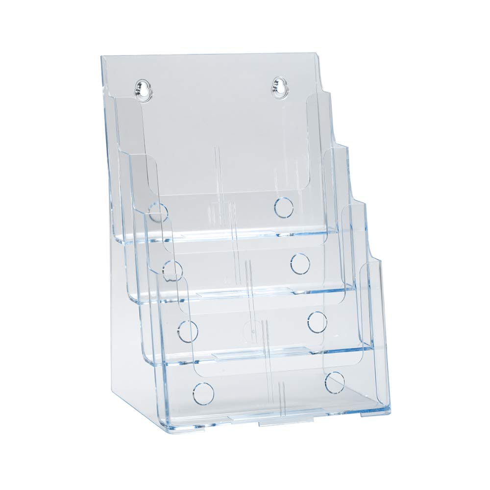 Azar Displays 252376 Four Tier, Four Pocket Letter Brochure File Holder For Flyer, Office Supplies, Paper Document Or Magazines,