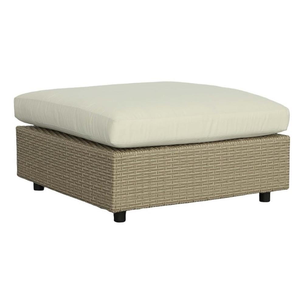 Progressive Furniture Shelter Island Wicker Square Ottoman W/Cushion Brown/Sand