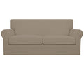 Easy-Going Oversized 3 Pieces Stretch Fleece Soft Loveseat Couch Cover For Pets - Washable Sofa Slipcover For 2 Separate Cushion Couch - Elastic Furniture Protector For Dogs, Kids Natural