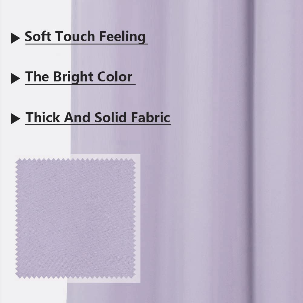 Mysky Home Light Purple Curtains For Girls Room Blackout Curtain For Bedroom Kitchen Windows, Grommet Top Room Darkening Curtains, Thermal Insulated Curtain, 1 Curtain Panel, 42 X 45 Inch, Lilac
