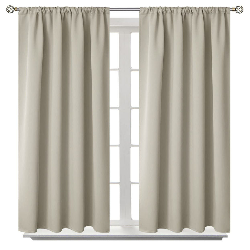 Bgment Rod Pocket Blackout Curtains For Bedroom - Thermal Insulated Room Darkening Curtain For Living Room, Light Camel, 42 X 54