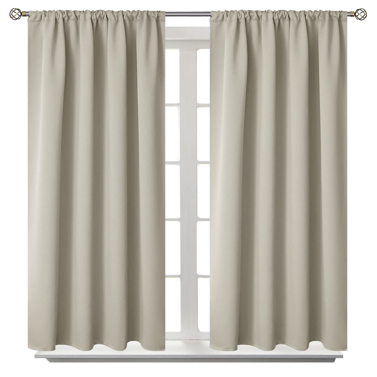 Bgment Rod Pocket Blackout Curtains For Bedroom - Thermal Insulated Room Darkening Curtain For Living Room, Light Camel, 42 X 45